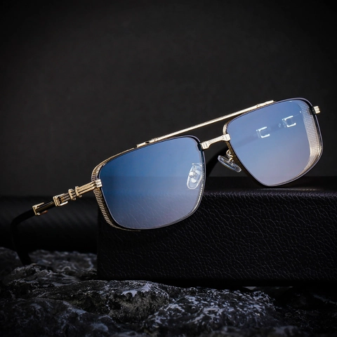 Steampunk Square Sunglasses Metal Frame UV400 Protection Retro Industrial Style With Side Shields For Men