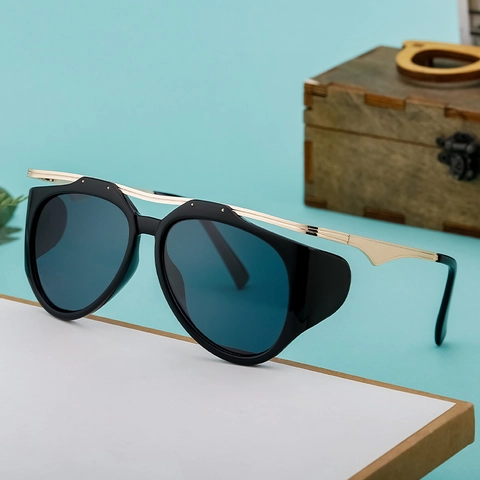 Übergroße Cat-Eye-Sonnenbrille Für Damen Steampunk Retro-Metallrahmen UV400-Schutz Mode Outdoor-Brille