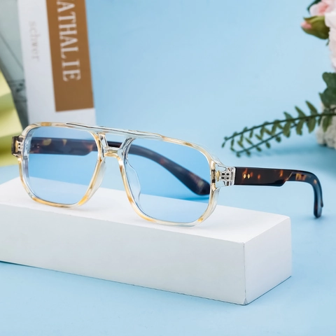 Retro Square Aviator Sunglasses Men UV400 Protection PC Frame PC Lenses Double Bridge Outdoor Driving Fashion Shades