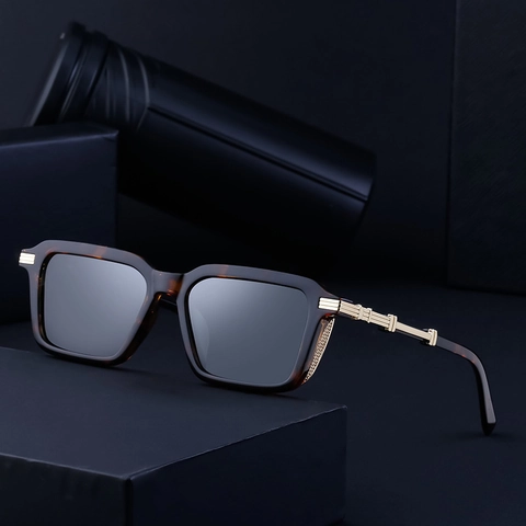 Occhiali Da Sole Quadrati Retro Steampunk Per Uomini Donne Moda Piccola Montatura Metallo PC Protezione UV400
