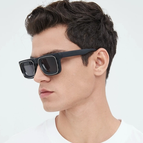 Retro Square Plastic Alloy Sunglasses UV400 Protection Vintage Double Frame Design For Men Women Fashion Streetwear