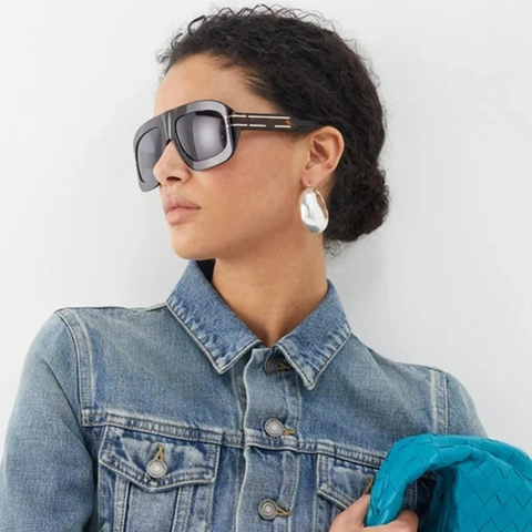 Square Sunglasses Oversized Fashion PC Frame UV400 Protection Outdoor Sports Retro Style For Women