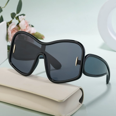 Lunettes De Soleil Surdimensionnées Pour Femmes Mode Verre Monobloc Monture PC Protection UV400 Rétro Y2K
