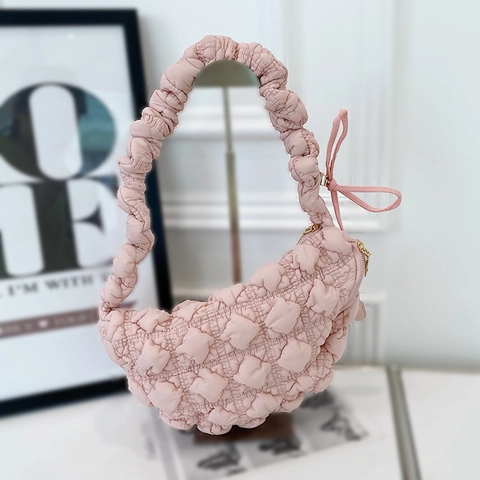 Bolso De Hombro Acolchado Bubble Mujer Nylon Plisado Cloud Bolso Hobo De Axila Cierre Cremallera Bolso Casual