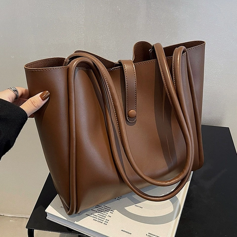 Borsa A Mano Tote Minimalista In Pelle PU Con Pochette Interna Grande Capacità Borsa A Spalla Chiusura Magnetica Donna