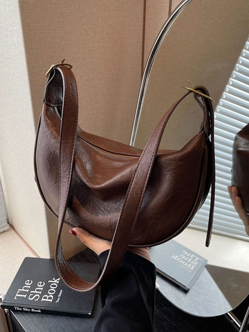 Bolso Hobo Mujer Cuero PU Texturizado Bolso Hombro Media Luna Ajustable Vintage Minimalista De Mano Bandolera