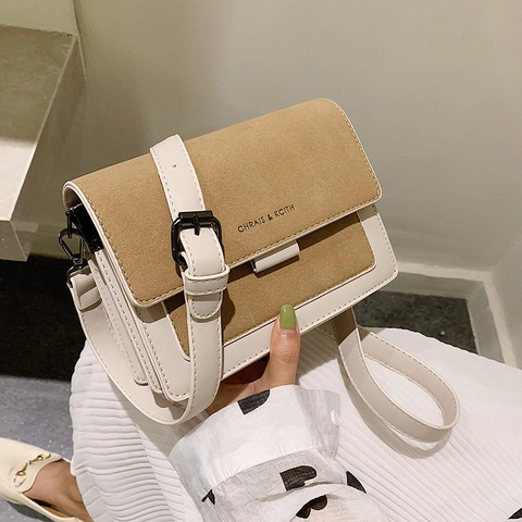 Minimalistische Mattierte PU-Leder Kleine Quadratische Umhängetasche für Damen Vintage Schultertasche mit Breitem Gurt