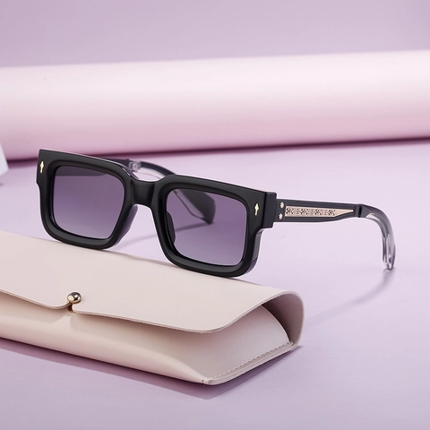 Gafas De Sol Polarizadas Cuadradas Retro Hombre Protección UV400 Montura PC Patillas Relieve Metal Moda Conducción