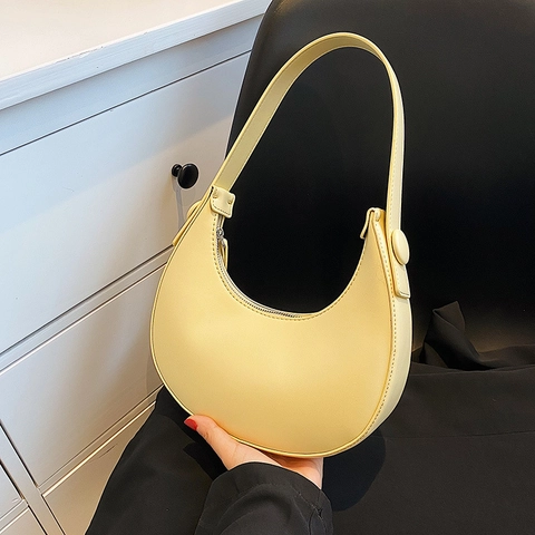 Borsa Spalla Mezzaluna Pelle PU Minimalista Sottobraccio Donna Moda Versatile Elegante