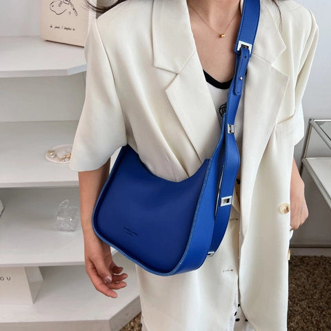Borsa A Spalla Hobo Pelle PU Mezzaluna Borsa A Tracolla Con Tracolla Regolabile Cerniera Per Donne Quotidiano Casual