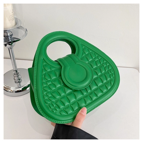 Bolso De Mano Para Mujer Cuir PU Patrón Cocodrilo Forma Corazón Geométrico Bolso De Hombro Asa Circular Chic