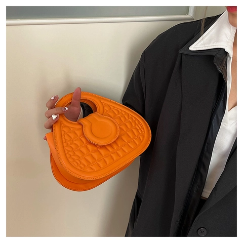Bolso De Mano Para Mujer Cuir PU Patrón Cocodrilo Forma Corazón Geométrico Bolso De Hombro Asa Circular Chic