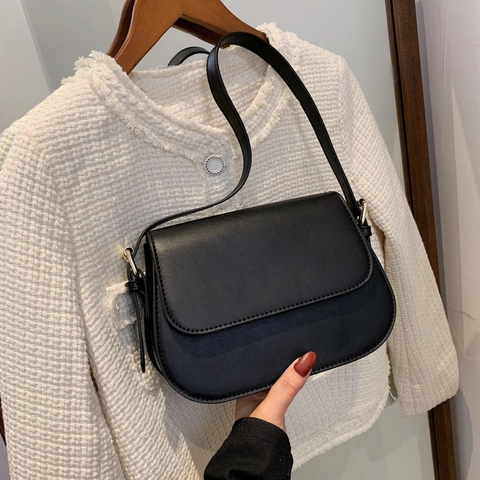 Retro PU Leren Schoudertas Voor Dames Elegante Minimalistische Kleine Vierkante Crossbody Tas Met Flap Mode