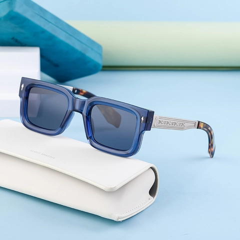 Gafas De Sol Para Hombre Marco Cuadrado Vintage Metal PC Protección UV400 Conducir Moda Callejera