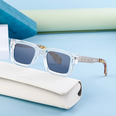 Lunettes de Soleil Carrées Vintage pour Hommes et Femmes Retro Monture en PC et Métal Protection UV400 Mode Accessoires de Plein Air