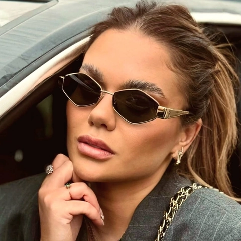 Gafas De Sol Polígono Irregular Montura De Metal Lentes PC Protección UV400 Moda Viaje Fiesta Mujeres Hombres