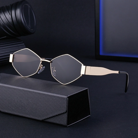 Gafas De Sol Polígono Irregular Montura De Metal Lentes PC Protección UV400 Moda Viaje Fiesta Mujeres Hombres