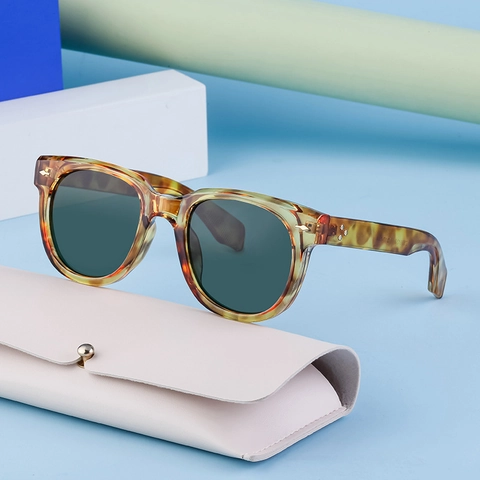 Gafas De Sol Redondas Vintage De PC Protección UV400 Decoración De Remaches Metálicos Moda Urbana Deportiva Unisex