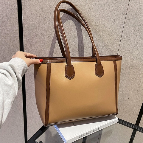 Borsa Tote In Pelle PU Di Grande Capacità Da Donna Borsa A Spalla Retro Di Moda