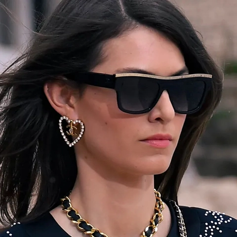 Gafas De Sol Cuadradas Ojo De Gato Moda Mujer Protección UV400 Marco Grande PC Con Barra Metálica Gafas Retro