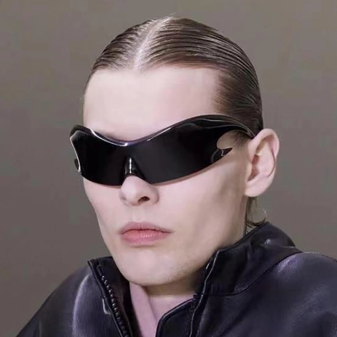 Y2K Millennium Sports Shield Sunglasses PC Frame Integrated UV400 Windproof Future Tech Style Fashion Eyewear Unisex