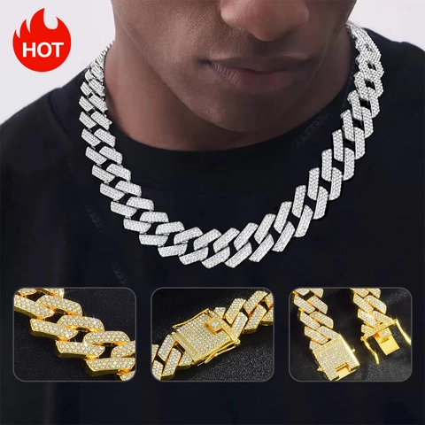 Cuban Link Halskette Legierung Pflaster Rhinestone Schwer Hip Hop Streetwear Party Schmuck Zubehör