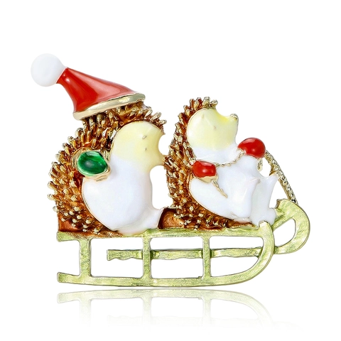 Spilla Riccio Con Cappello Di Natale Pin Lega Smalto Carino Animale Cartone Animato Distintivo Gioielli Regalo Vacanze
