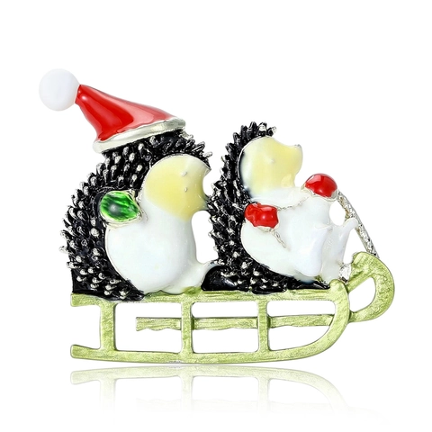 Spilla Riccio Con Cappello Di Natale Pin Lega Smalto Carino Animale Cartone Animato Distintivo Gioielli Regalo Vacanze