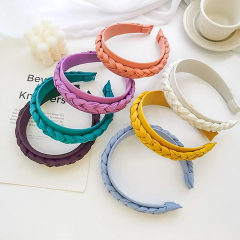 Mode Geflochten Twist Haarreif Breit Gepolstert Haarband Einfarbig Satin Stoff Haarschmuck Für Damen Täglich Gesicht Waschen Kopfschmuck