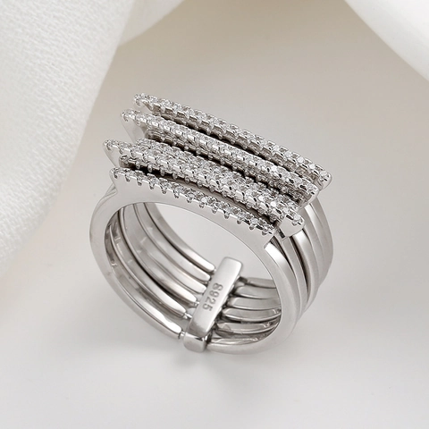 Multi Layer Rotierbarer Ring Zirkon Geometrischer Breiter Finger Schmuck Für Frauen Mode