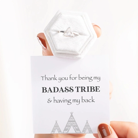 Minimalist Geometric Triangle Zircon Ring Copper Hollow Adjustable Open Finger Jewelry For Women Fashion Gift With Card