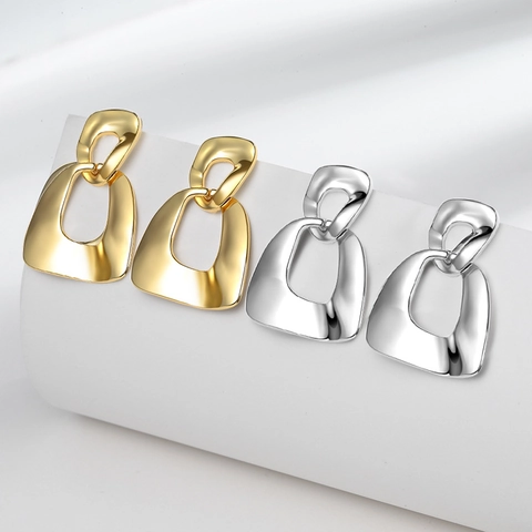 Irreguläre Geometrische Hängeohrringe Mit 925 Sterling Silber Ohrstecker 18K Vergoldetes Kupfer Minimalistischer Schmuck