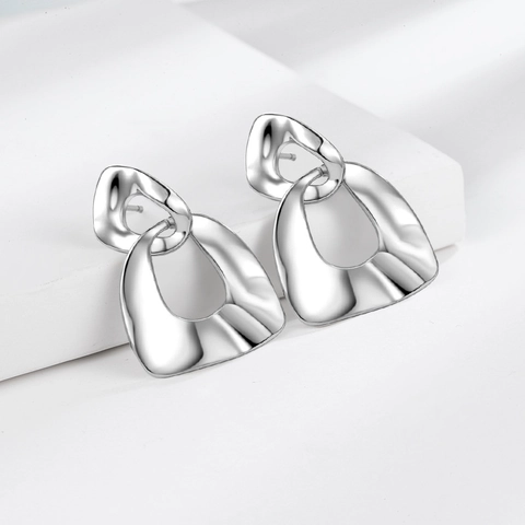 Irreguläre Geometrische Hängeohrringe Mit 925 Sterling Silber Ohrstecker 18K Vergoldetes Kupfer Minimalistischer Schmuck