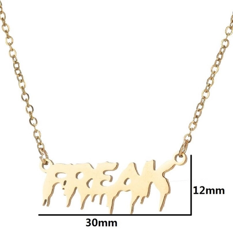 Collier Pendentif Lettre Freak Acier Inoxydable Style Police Liquide Mode Bijoux Chaîne De Clavicule Pour Femmes