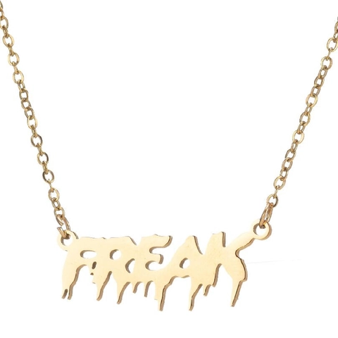 Collier Pendentif Lettre Freak Acier Inoxydable Style Police Liquide Mode Bijoux Chaîne De Clavicule Pour Femmes