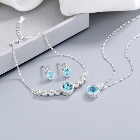 Ronde Kristallen Hanger Ketting Geplatineerd Koper Sleutelbeen Ketting Geometrische Sieraden Voor Dames Elegant