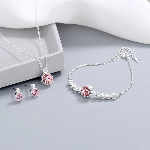 Ronde Kristallen Hanger Ketting Geplatineerd Koper Sleutelbeen Ketting Geometrische Sieraden Voor Dames Elegant