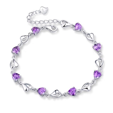 Pulsera Corazón De Cobre Plateado Con Circonita Cúbica En Forma De Corazón Cadena De Extensión Ajustable Para Mujeres Niñas