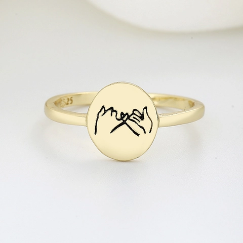 Pinky Swear Handgebaar Ring Verstelbaar Open Minimalistisch Ovaal Koperen Sieraden Voor Dames Koppels