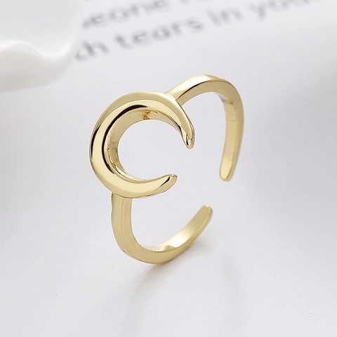 Minimalistischer Mondsichel Ring Kupfer Verstellbar Geometrischer Fingerschmuck Für Damen Einfacher Vielseitiger Stil