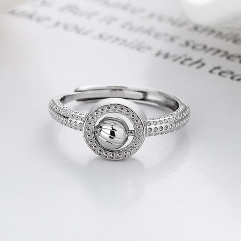 Bague Danxiété Rotative En Cuivre Plaqué Or Ajustable Anti Stress Fidget Ring Avec Perle Tournante Pour Femme Design