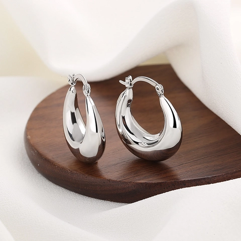 Chunky Tropfen Creolen Kupfer 18K Vergoldet Minimalistisch Geometrisch Hochglanzpoliert Schmuck Für Damen