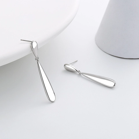 Pendientes Colgantes Minimalistas De Lágrima En Cobre Con Poste De Plata Esterlina 925 Joyería Geométrica Pulida Mujer