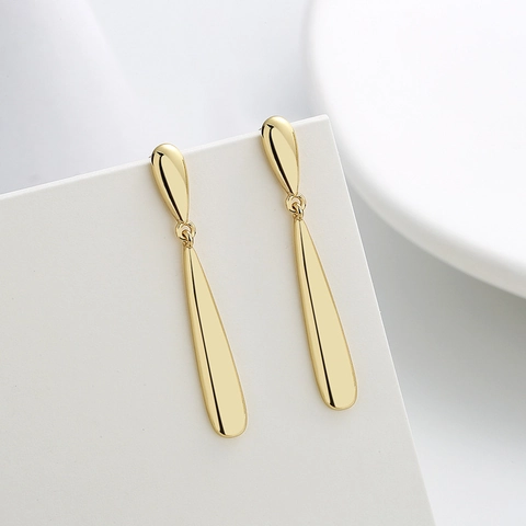 Pendientes Colgantes Minimalistas De Lágrima En Cobre Con Poste De Plata Esterlina 925 Joyería Geométrica Pulida Mujer