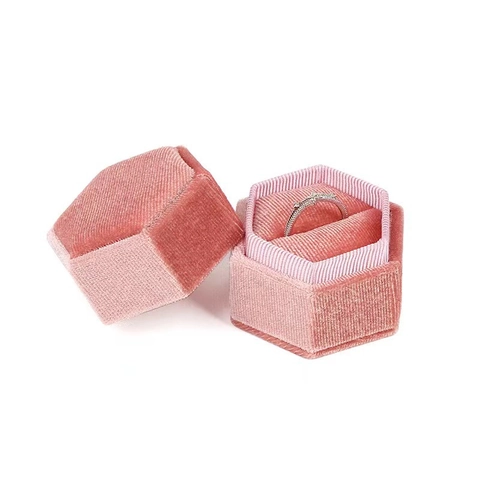 Hexagonal Velvet Jewelry Box Detachable Lid Soft Storage Organizer For Proposal Wedding Ring Earring Gift Display
