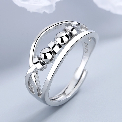 Angst Fidget Ring Für Frauen Kupfer Schiebeperlen Lagiges Kreuzwicklung Verstellbarer Stressabbau Schmuck