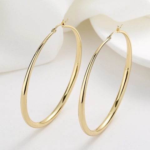 Hoop Earrings Große Runde Kreis Kupfer Poliert Minimalistisch Geometrisch Schmuck Mit 925 Sterling Silber Ohrringpfosten Damen