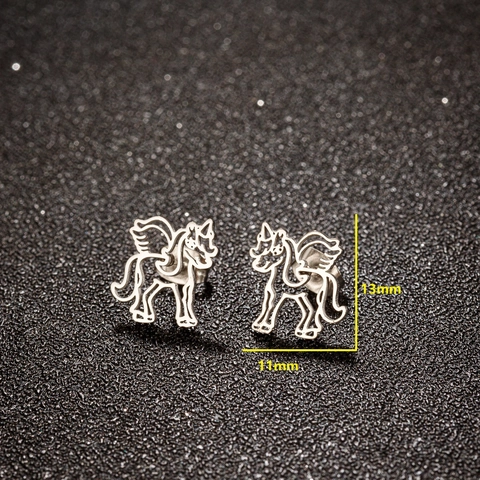 Edelstahl Hohl Einhorn Pegasus Ohrstecker Gold Silber Roségold Schwarz Tier Flügel Schmuck Für Damen Teenager