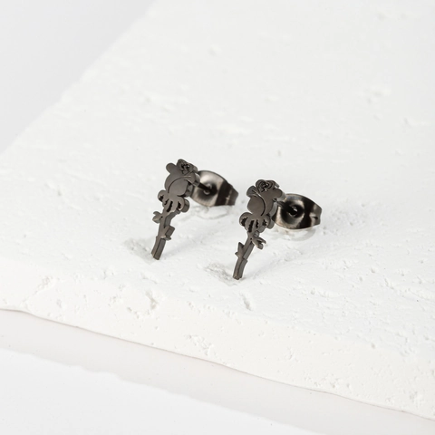 Pendientes De Botón De Rosa De Acero Inoxidable Joyas De Flores Góticas Estilo Francés Minimalista Para Mujeres