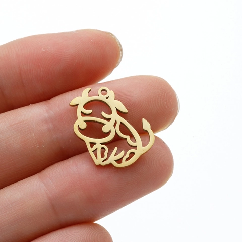 Colgante De Ox De Acero Inoxidable Hueco Animal De Dibujos Animados Zodíaco Dijes Para Hacer Joyas Accesorios De Moda